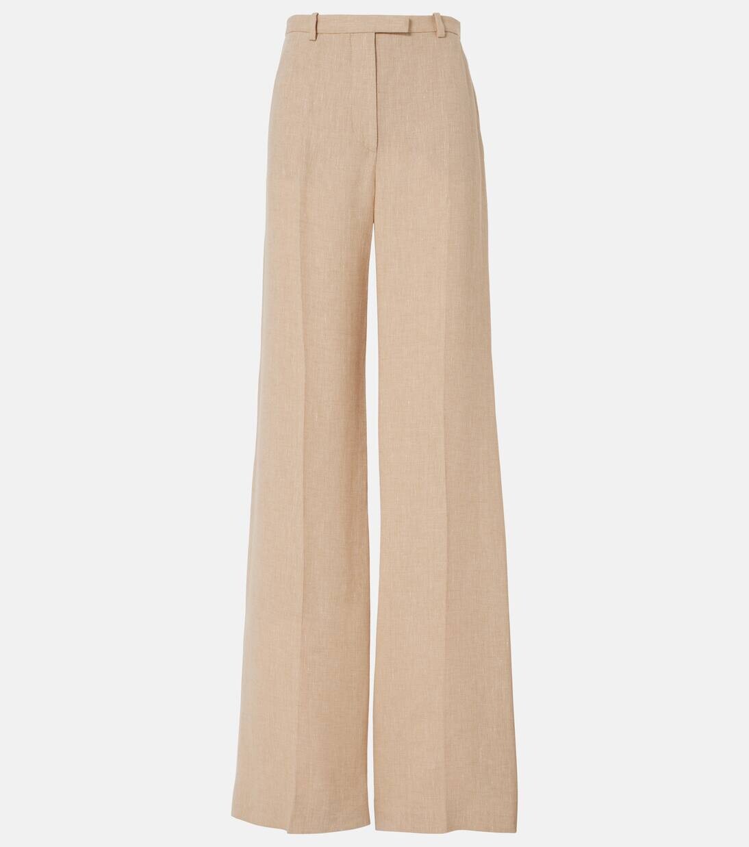 Расклешенные брюки из льна и крепа Emmit Loro Piana, цвет dune beige